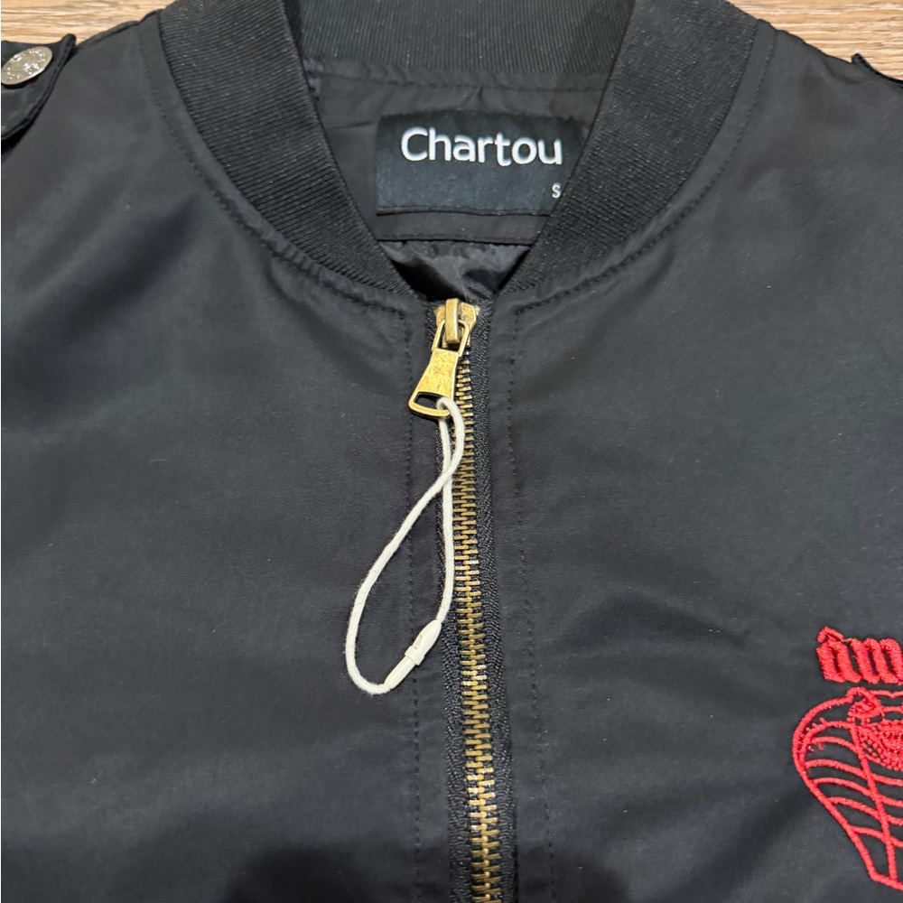 Chartou Black Bomber Jacket with Snake Embroidery - Picture 6 of 9